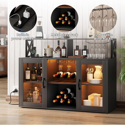 Wine Bottle & Glass Rack Black