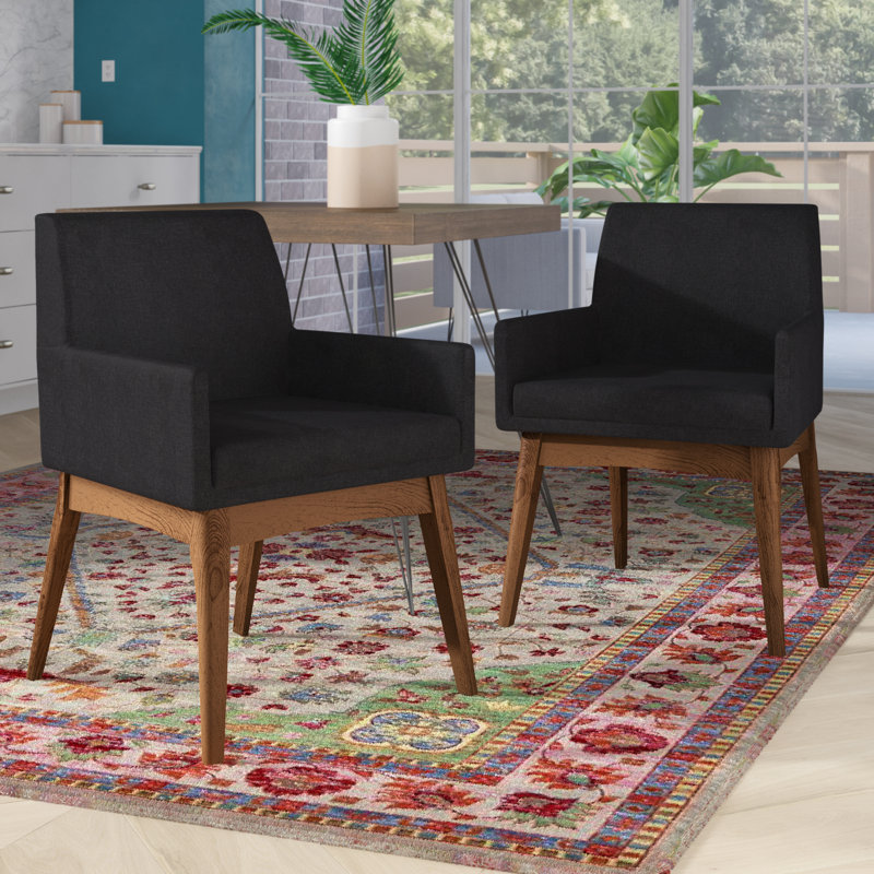 Chaise avec accoudoirs rembourrée Klimek, Gris foncé