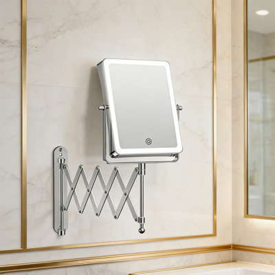Double Sided Touch Switch Rectangle Wall Mounted Makeup Mirror With Light，360°Rotation，1X/30X Magnifying Mirror