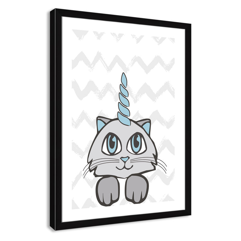 Caticorn II, art encadré, H 34,5 po x l 24,5 po x P 0,63 po, Structure noire