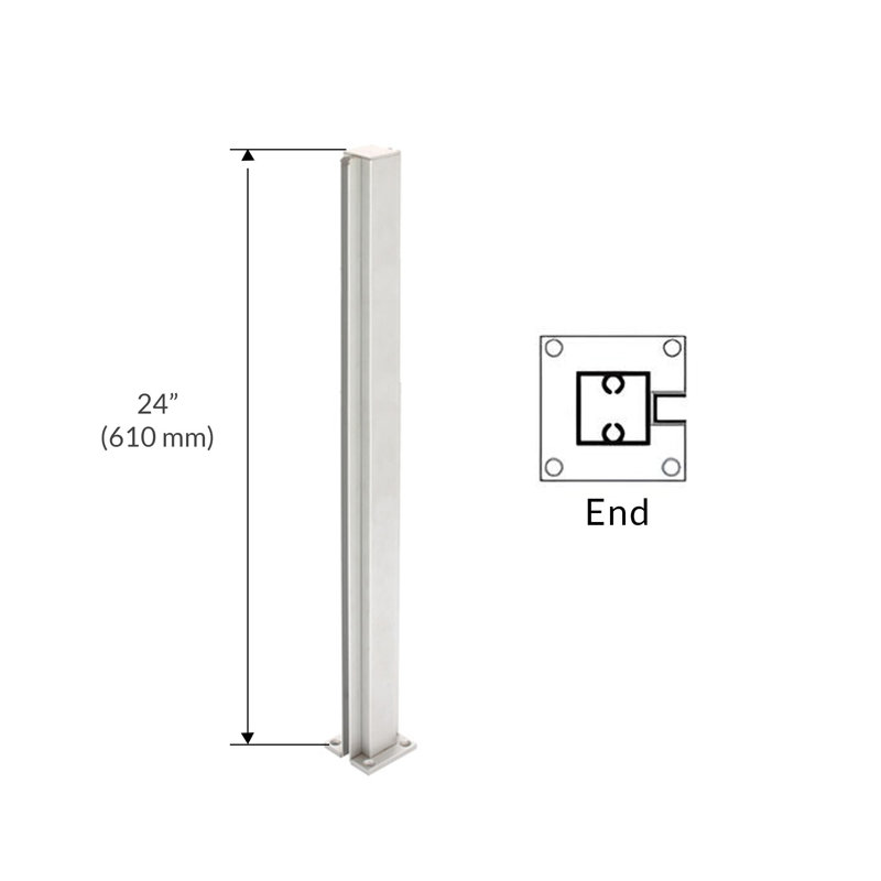 Poteau de cloison standard FHC D990BA24E 24 po - Anodisé brillant