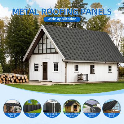 20-Pack 42.5" Heavy-Duty Galvanized Metal Roof Panels, Waterproof Roofing Sheets for Sheds, Garages & Patio, Gray