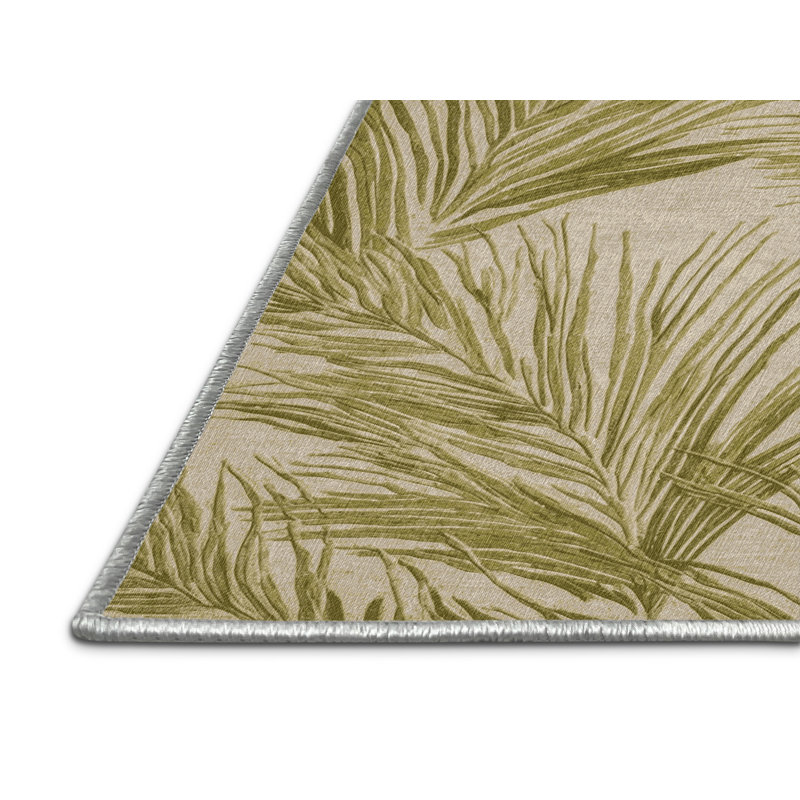 Machine Washable Abstract Beige Area Rug, Round 7'
