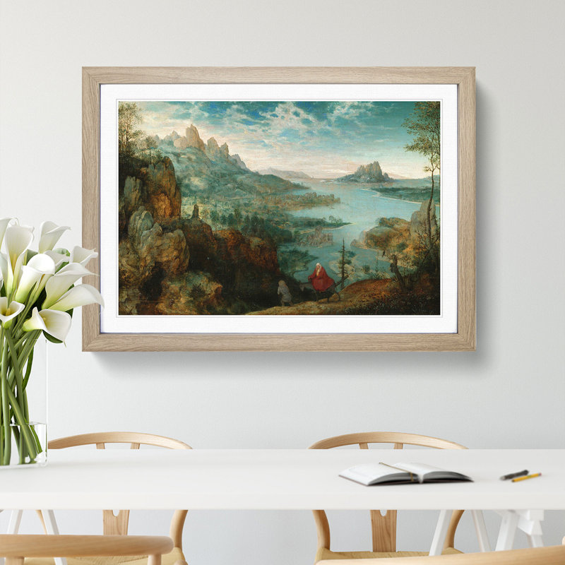 Flight to Egypt by Pieter Bruegel the Elder - Picture Frame Painting on MDF, 48cm H x 65cm W x 2cm D, Oak Framed