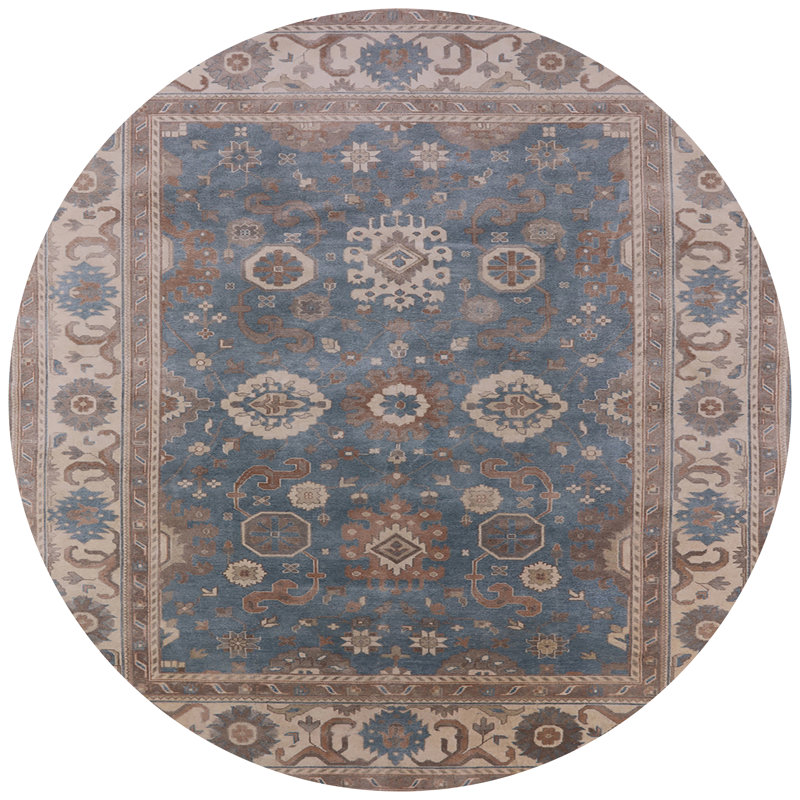 Tapis oriental brun / bleu / beige, Rond 8 pi