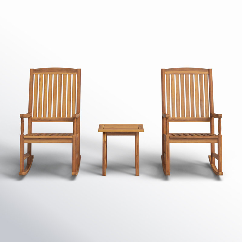 Ensemble de conversation d'extérieur en bois d'acacia massif 3 pièces Cheney, Teck