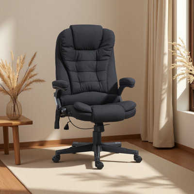 Fauteuil inclinable rembourré à haut dossier en lin chauffant et chauffant