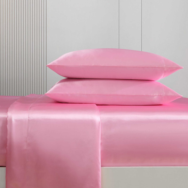 Ensemble de draps en satin doux Betsey Johnson, Rose uni, Ensemble de draps pour lit simple TG avec 1 taie d
