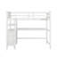 Lit mezzanine simple avec bureau, tiroirs et tablettes