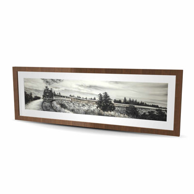 Steam engine train - Contemporary Gray Framed Matted Print