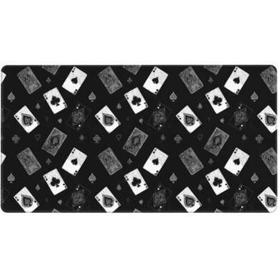 Black Poker Print Extended Mouse Pad, Large Desk Mat with Non-Slip Rubber Base and Stitched Edges, Desk Pad for Keyboard and Mouse, 15.7 x 31.5 in