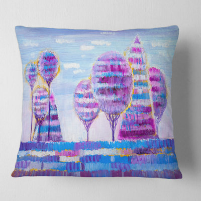 Purple Coloured Tree Impression I - Modern Printed Pillow