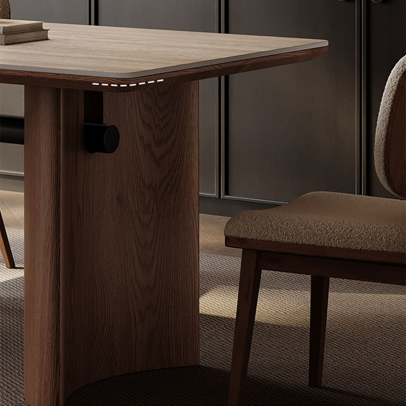 Superior sense hole stone rectangular dining table, 29.52"H x 62.99"L x 31.49"W