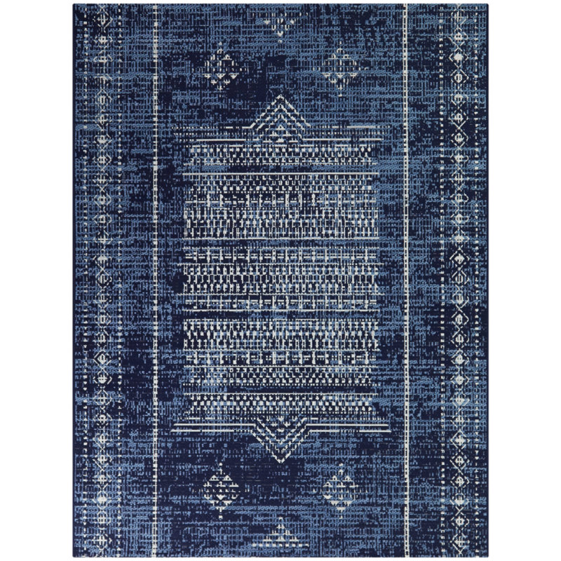 Tapis intérieur / extérieur bleu marine Sérone, Rectangle 7 pi 10 po x 10 pi