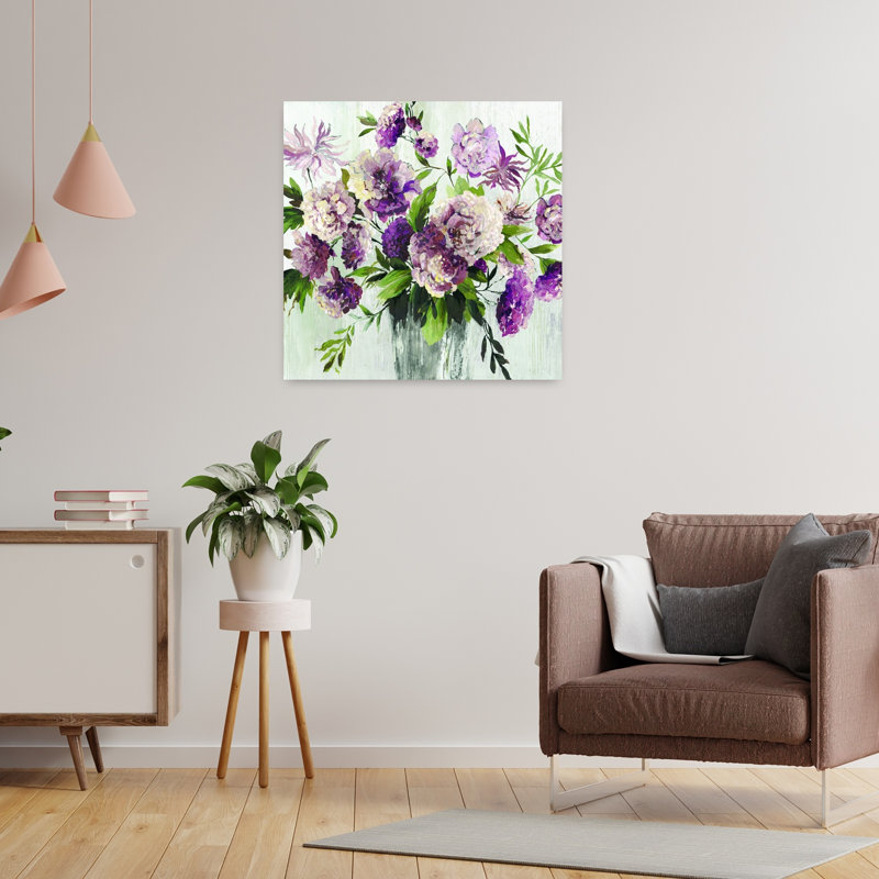 Bouquet de violettes délicates fleurs de pivoines élégantes et délicates, H 24 po x l 24 po