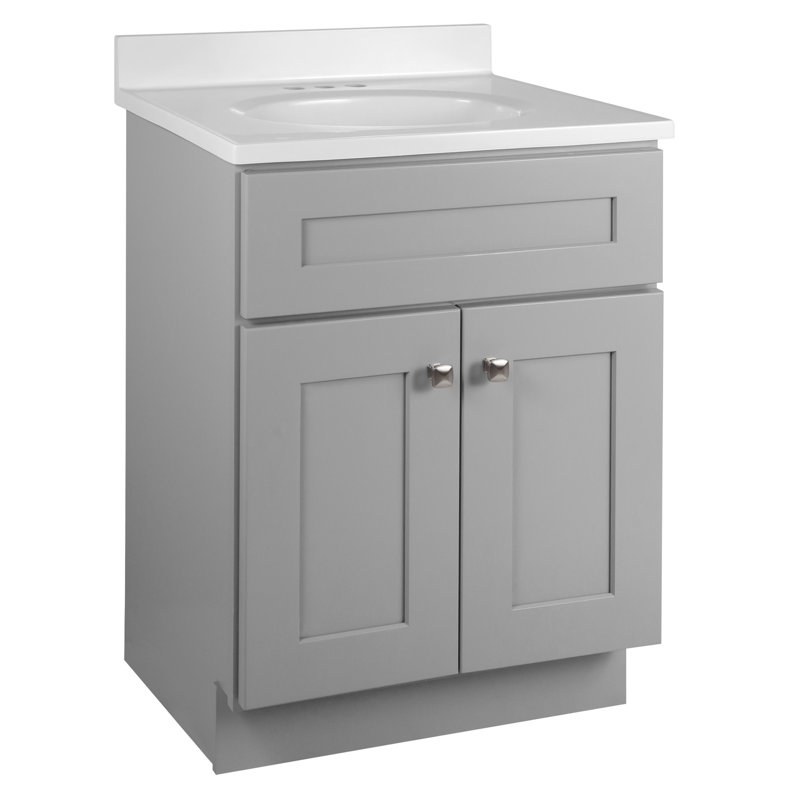 25 Inch Bathroom Vanity with Top, Ready to Assemble, Sherwin Williams – Design House, 584722, Solid White, Gray