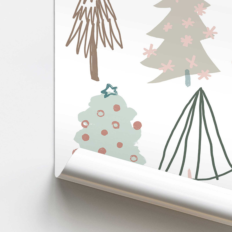 Playful Christmas Trees I Print in a Frame, No Frame, Paper, 14" H x 11" W
