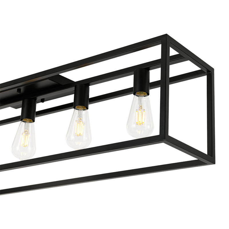 5 - Light Farmhouse Open Cage Industrial Rectangle Semi Flush Mount