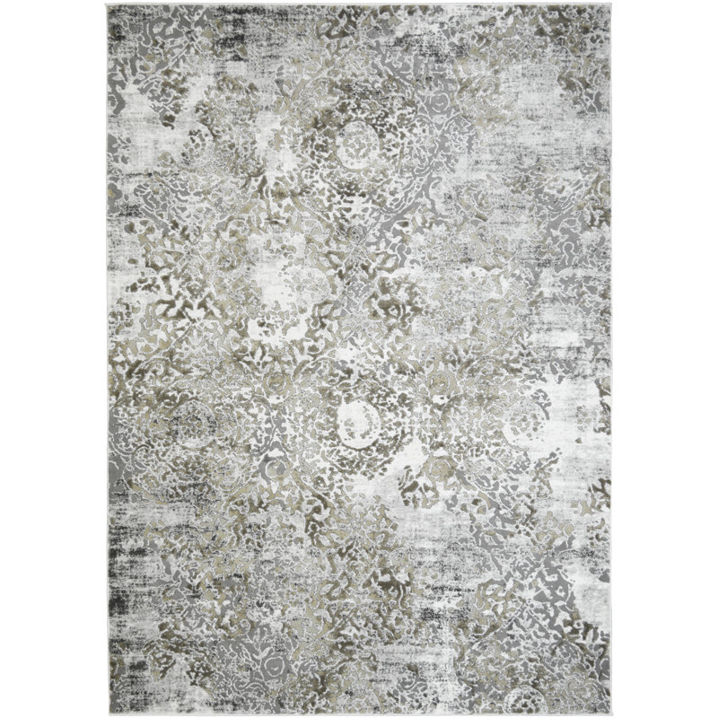 Tapis abstrait gris, Rectangle 7 pi 10 po x 9 pi 10 po