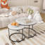 Ensemble de 2 tables basses gigognes rondes avec plateau en marbre - Blanc
