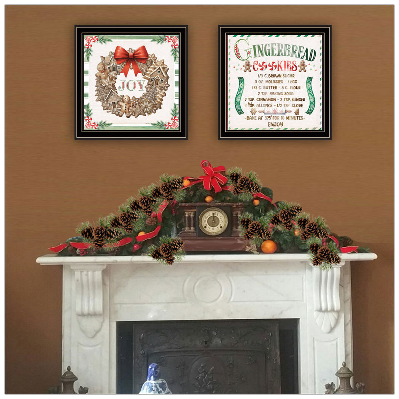 Trendy Decor 4U 2- Piece Vignette Gingerbread Wreath Wall Art For Living Room, Bedroom Wall Art Print For Home Decor By Nicole Decamp
