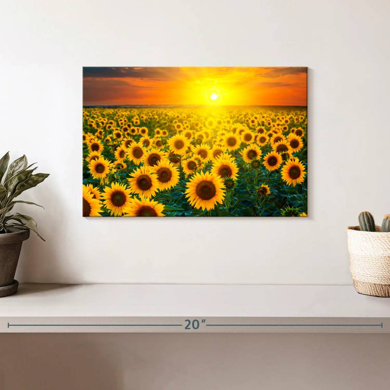 Alvord, coucher de soleil avec tournesols, H 8 po x l 12 po