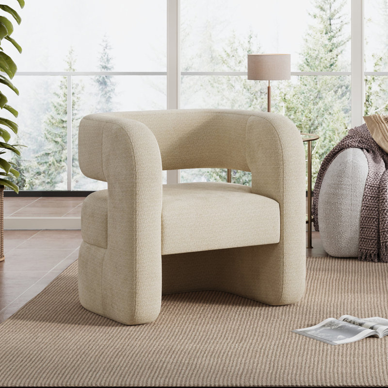 Sinel Full Assembled Upholstered Accent Chair For Living Room, Khaki