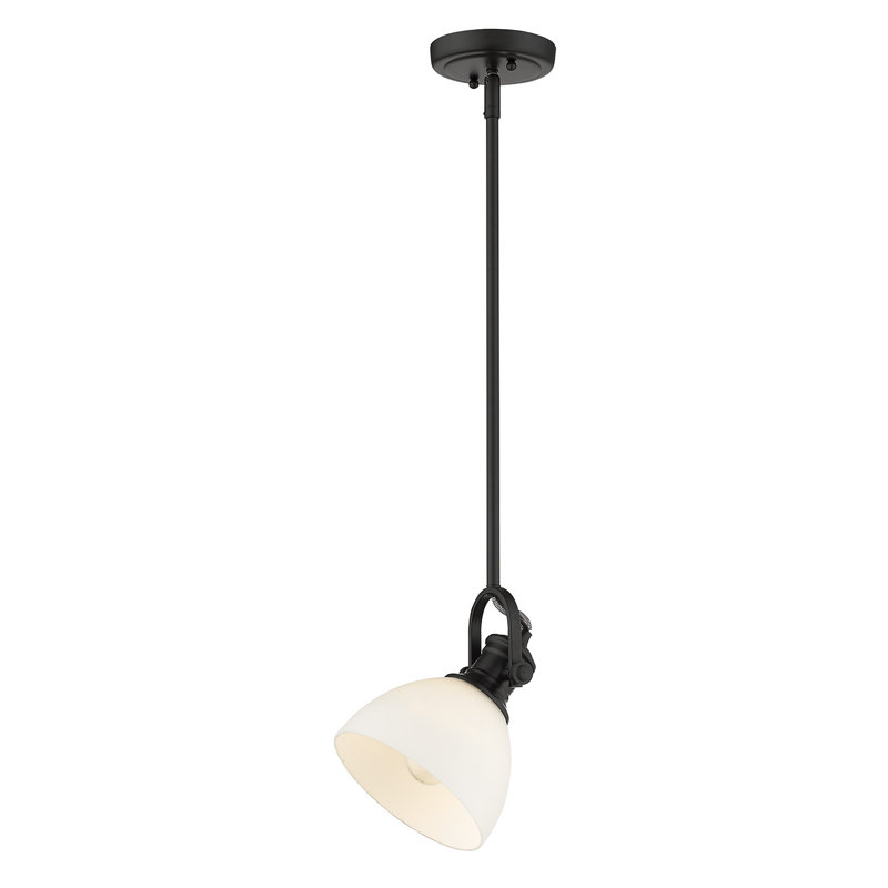 Luminaire suspendu en forme de dôme à 1 lumière Bales, Verre opale, Noir mat