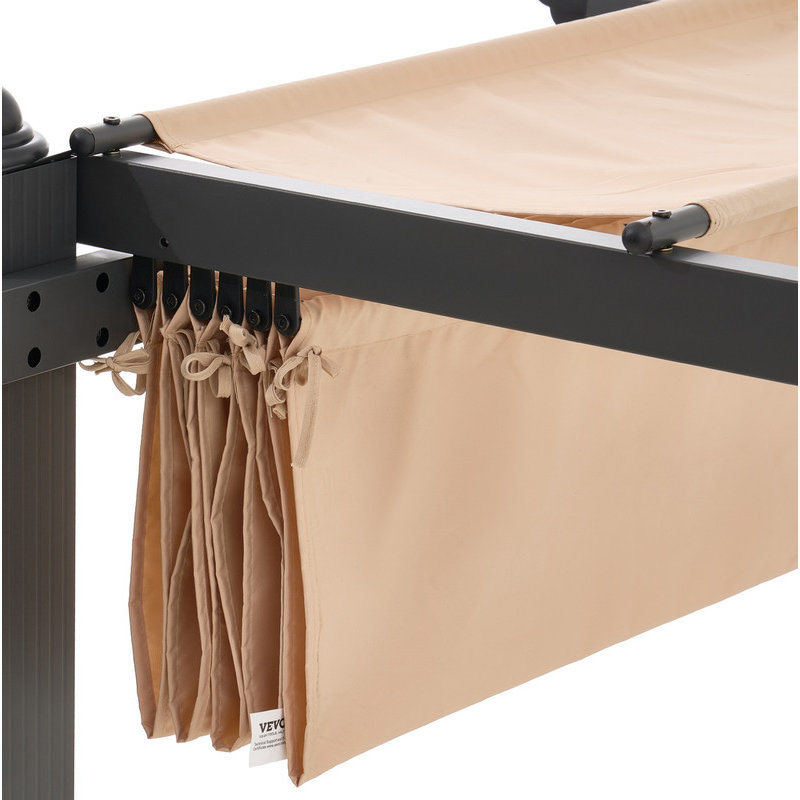 10'x10' Outdoor Retractable Pergola with Sun Shade Canopy Aluminum Beige