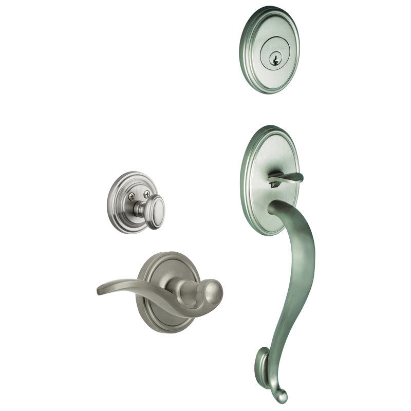 Georgetown Handleset with Deadbolt and Door and Rosette, Satin Nickel