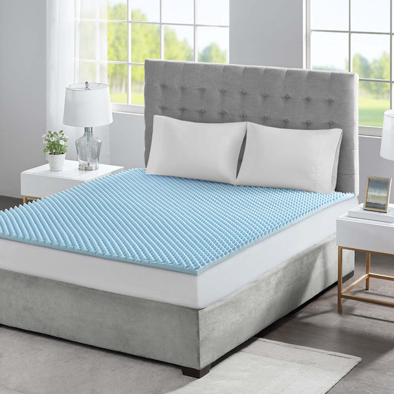 All Season Reversible Hypoallergenic Cooling Blue Mattress Topper For Enhanced Comfort And Temperature Control, Twin, 1.5"