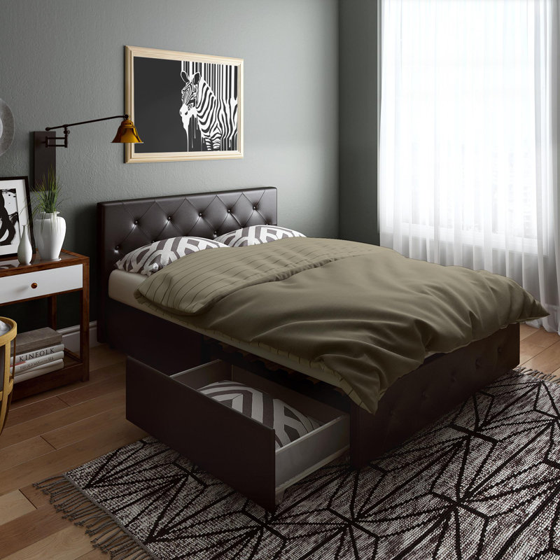 Upholstered Storage Bed, Double (4'6), Black