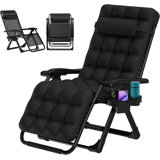 Arlmont & Co. Zero Gravity Chair, Portable Folding Outdoor Recliner w/Removable Cushion, Cup Holder and Pillow