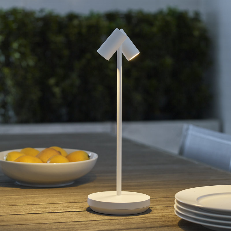 Doppia Accent Rechargeable Table Lamp, Matte White