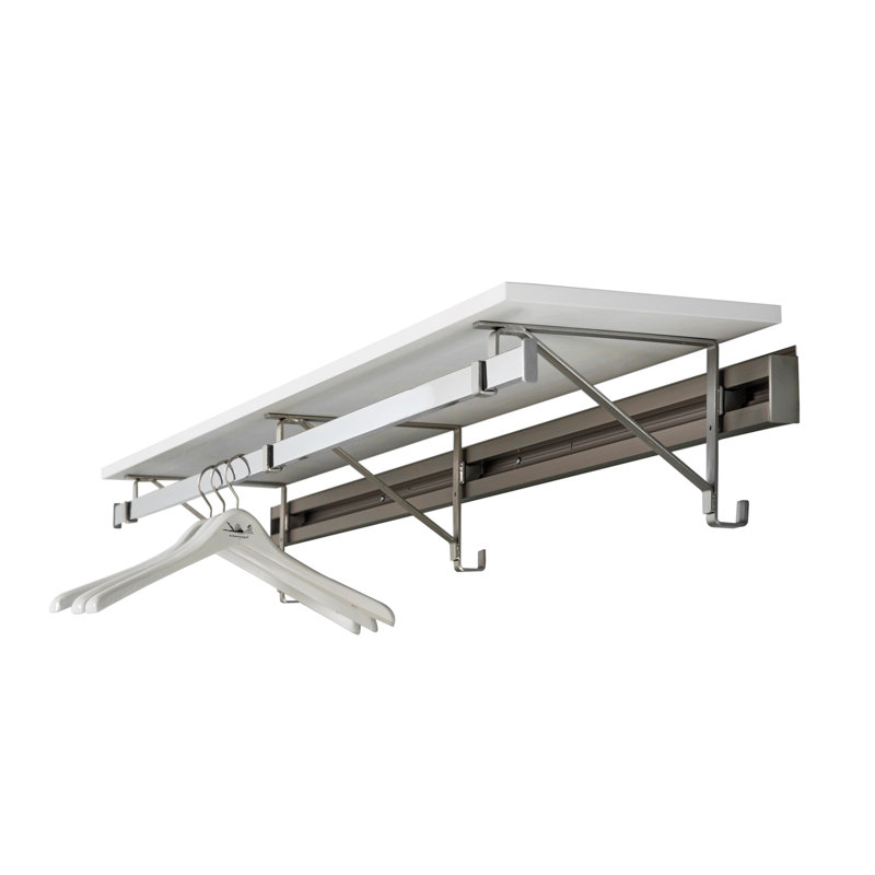 Double Shelf-Hang Closet System with Long Hang (Bottom 16" Shorter than Top), White, 8.5"H x 60"W x 11.75"D