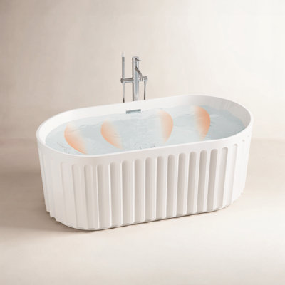 59" Freestanding Soaking Acrylic Bathtub
