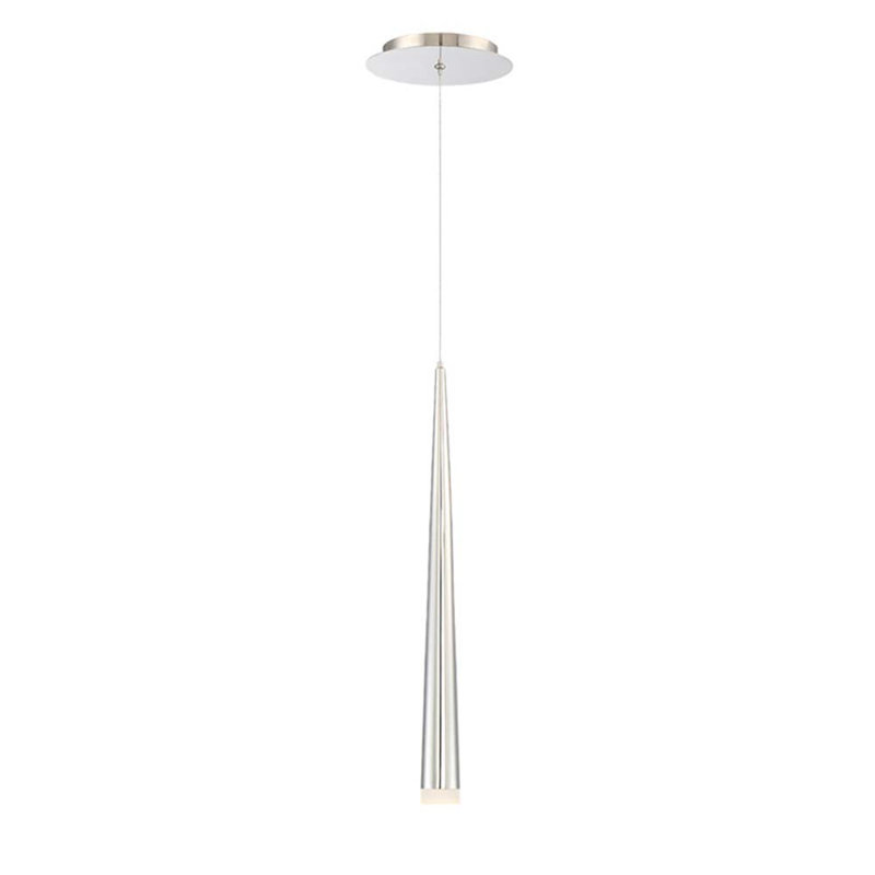 Cascade 1 - Light LED Pendant, 19" H x 6.5" W x 6.5" D, Polished Nickel