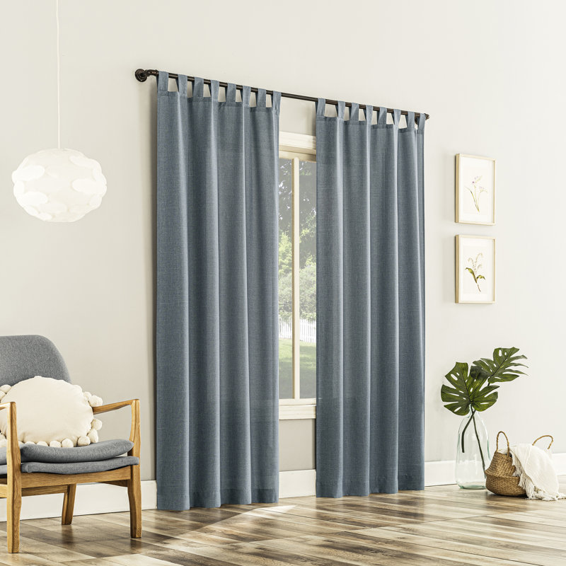 Panneau de rideau simple semi-transparent en polyester Brekke, L 40 po x L 84 po, Bleu tempête