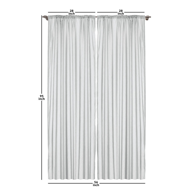 Microfiber Floral Semi-Sheer Rod Pocket Curtain Panels, 28" W x 95" L, Dark Gray/Light Gray