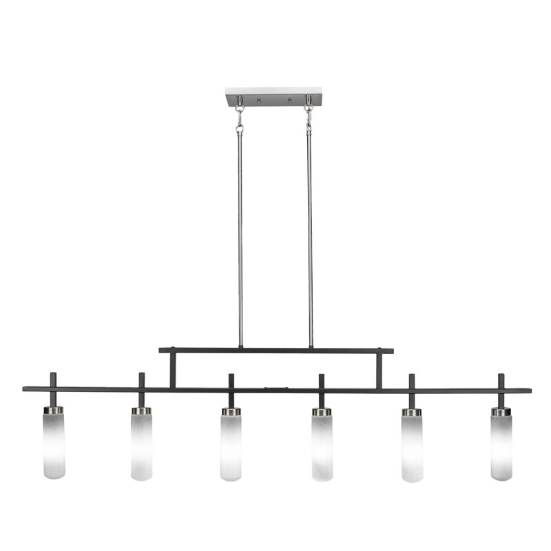 Salinda 6 Light Bar, Matte Black/Brushed Nickel, White Muslin