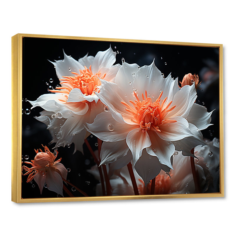 Fleurs de corail sous l'eau - impressions murales florales, Cadre flottant doré, 34" H x 44" W