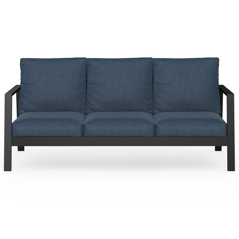74.8'' 3-Person Metal Outdoor Patio Sofa, Blue
