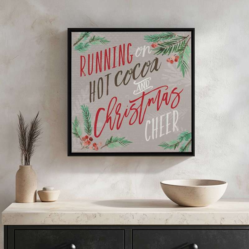 «Christmas Cheer» par Dogwood, L 12 po x H 12 po, Blanc, Toile avec cadre
