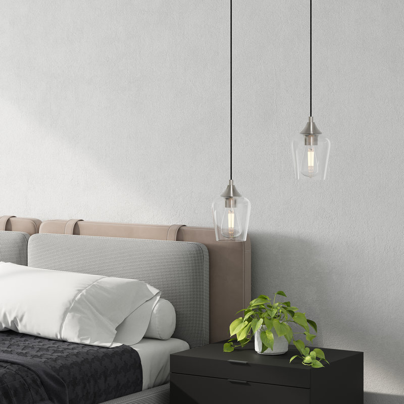 Pendant Light Fixture with Adjustable Height, Brushed Nickel, 2
