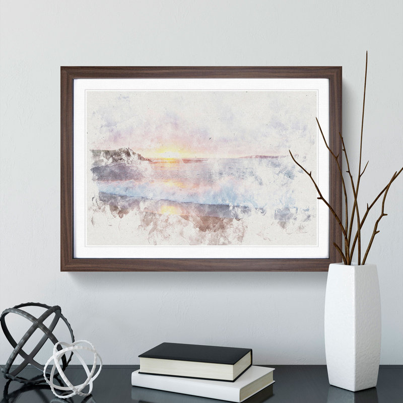 Pacific Coast Sunset - Picture Frame Graphic Art Print, Walnut Framed, 24cm H x 33cm W x 2cm D
