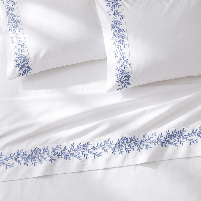Canberra Floral Sheet Set, Blue, King Sheet Set with 2 Pillowcases