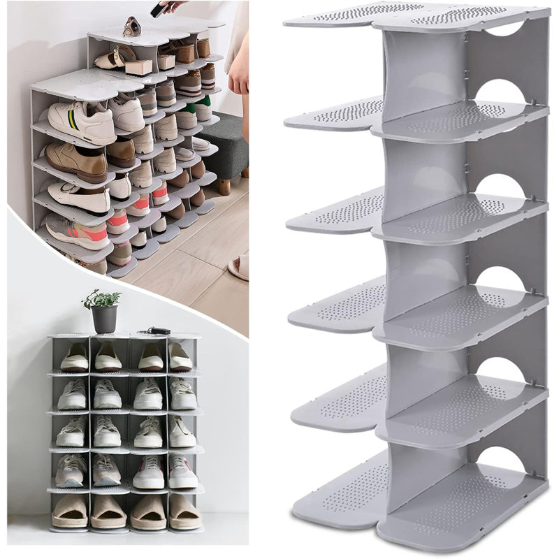 6-tier Adjustable Shoe Slot Organizer Grey