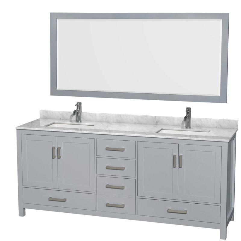 Sheffield 79" Double Bathroom Vanity Base Only, Gray