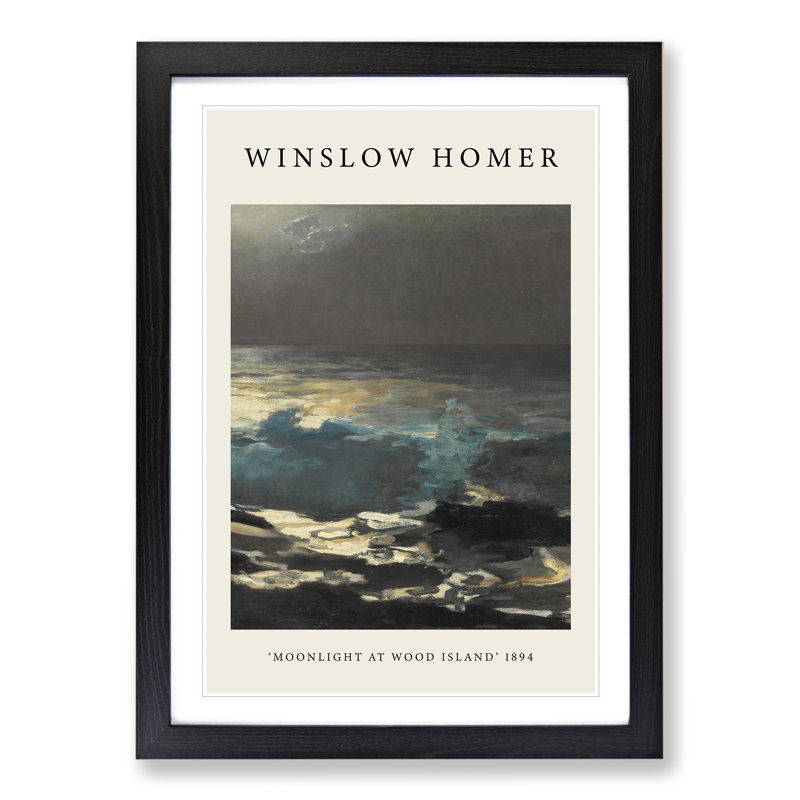 Moonlight at Wood Island by Winslow Homer - Picture Frame Painting, 36cm H x 27cm W x 2cm D