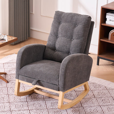 Chaise berçante avec repose-pieds à haut dossier